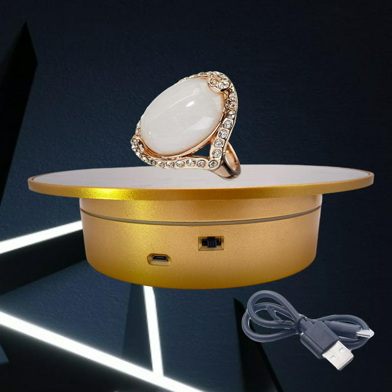 Electric Rotating Display Stand, Degree Turntable Jewelry Holder for Golden  