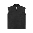 thumbnail image 4 of Bainana Washed Collar Tank Tops For Mens Regular Fit Sleeveless Button Up Muscle Shirts Summer Running Beach Gentleman Vest Black Size L, 4 of 4
