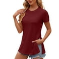 thumbnail image 2 of Fesfesfes T-Shirts for Womens Fashion Print Tops Short Sleeve Out Blouse Funny Round Neck T-Shirt Tops Womens Winter Tops XL(US:10), 2 of 5