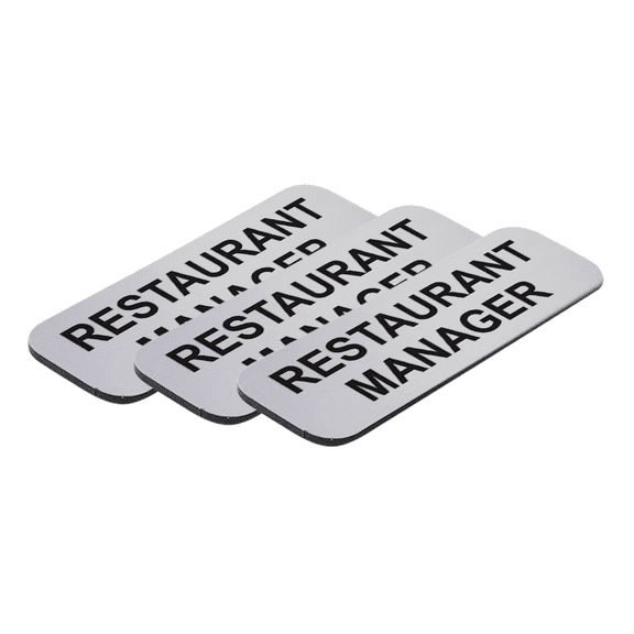 Restaurant Manager 1 x 3" Name Tag/Badge, Silver, (3 Pack)