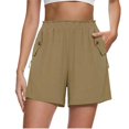 thumbnail image 3 of Only Moment Linerless Relaxed Casual Shorts for Women Chemical Fiber Blends Summer Casual High Waisted Wide Leg Drawstring Lounge Shorts Comfy 2026 Beach Vacation Clothes Shorts Khaki,2XL, 3 of 8