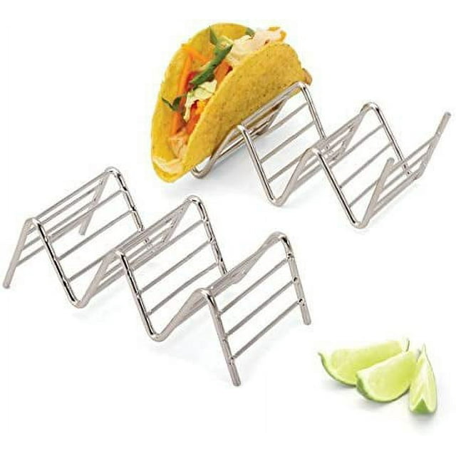 Lot de 2 Supports Empilables en Acier Inoxydable Haut de Gamme, Chaque Rack Contient 2 Ou 3 Tacos Durs Ou Mous