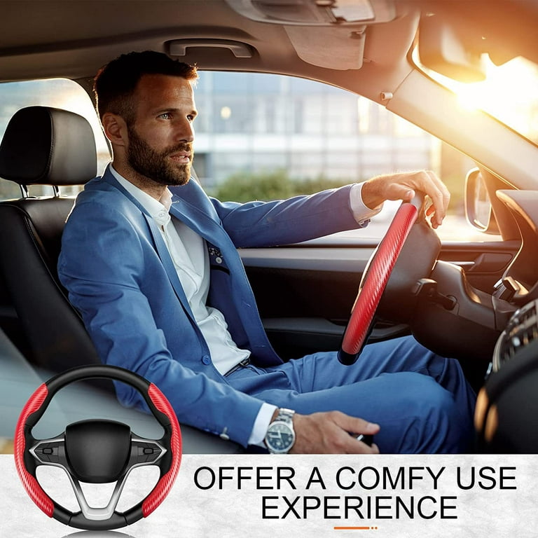 Car Carbon Fiber Anti-skid Steering Wheel Cover, Segmented