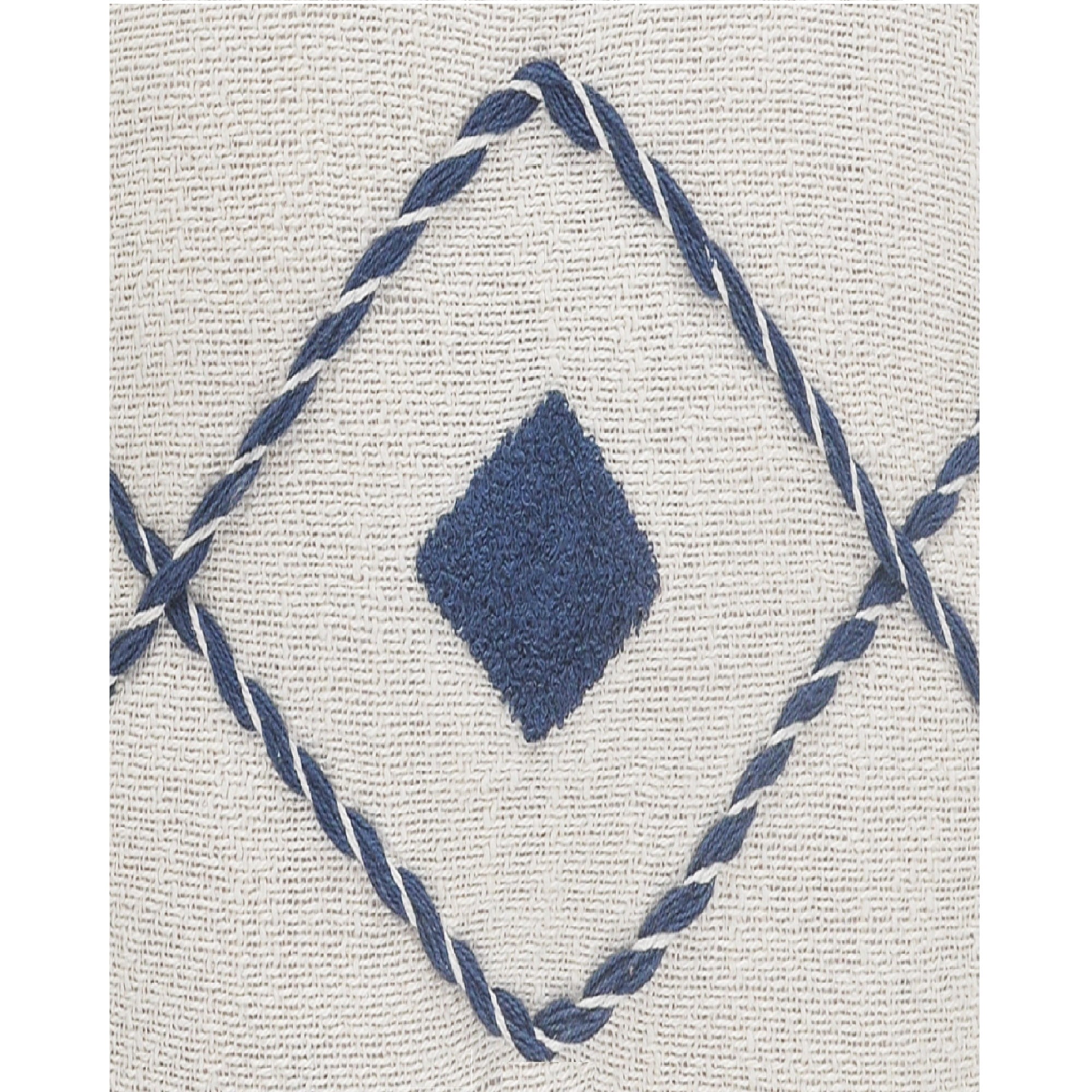 Laddha Home Designs Handwoven Diamond Cotton Throw Pillow Cover - 20" - White and Blue