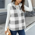 thumbnail image 4 of Dasayo Fleece Women Vest Winter Gray Soft Plaid Zip up Comfy Vest Women's Jackets S, 4 of 9