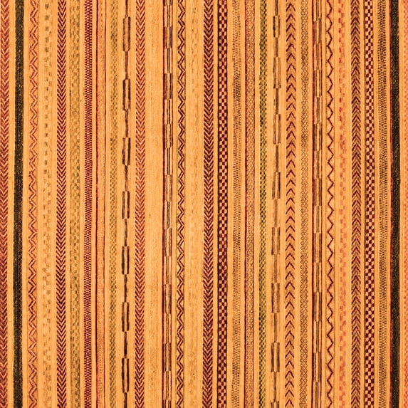 Ahgly Company Indoor Square Abstract Orange Modern Area Rugs, 7' Square