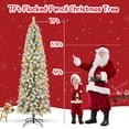 thumbnail image 2 of 7ft Pre-Lit Snow Flocked Pencil Christmas Tree Hinged Slim Skinny Corner Xmas Tree with 300 Warm Lights & 760 Snow Branch Tips, White, 2 of 10
