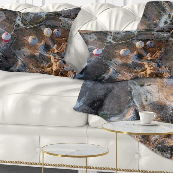Designart Flight with Balloons at Sunrise - Landscape Printed Throw Pillow - 12x20