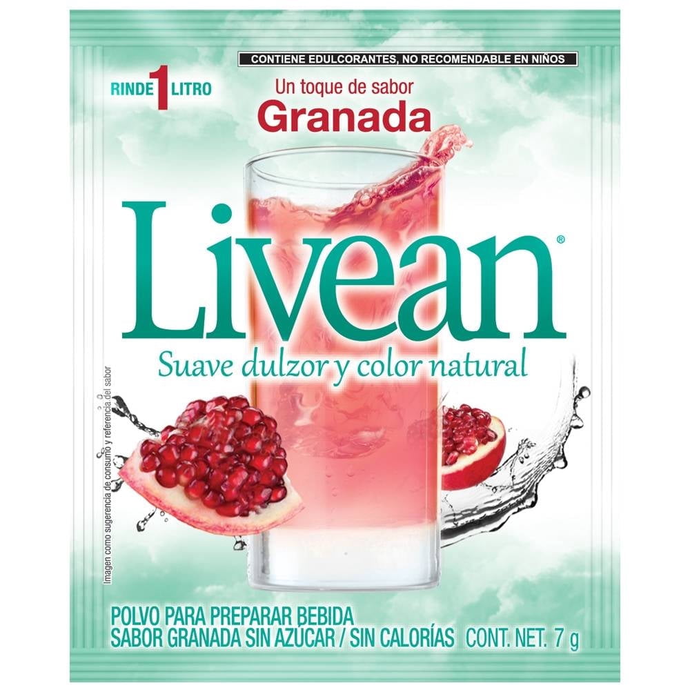 Livean Polvo para preparar bebida Livean sabor granada 7 g | Walmart en línea
