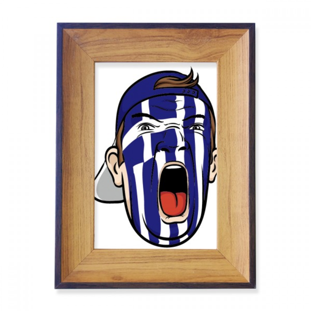Greece Flag Makeup Head Screang Cap Photo Frame Exhibition Display Art Desktop Painting