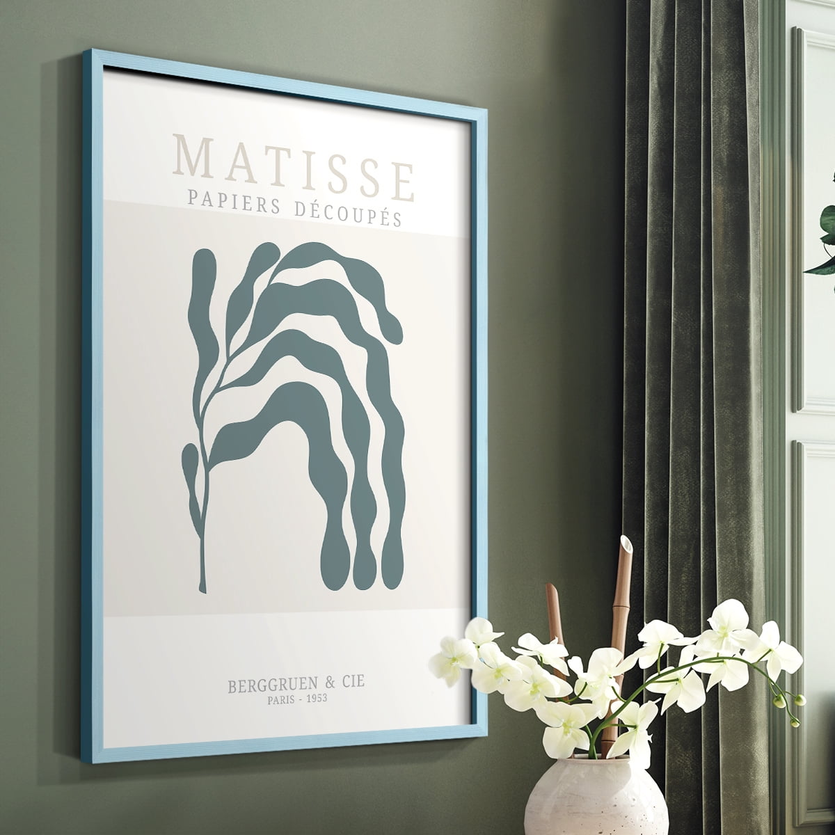 Matisse CDXXV in Blue Solid Wood Framed Print No Nail Hanging