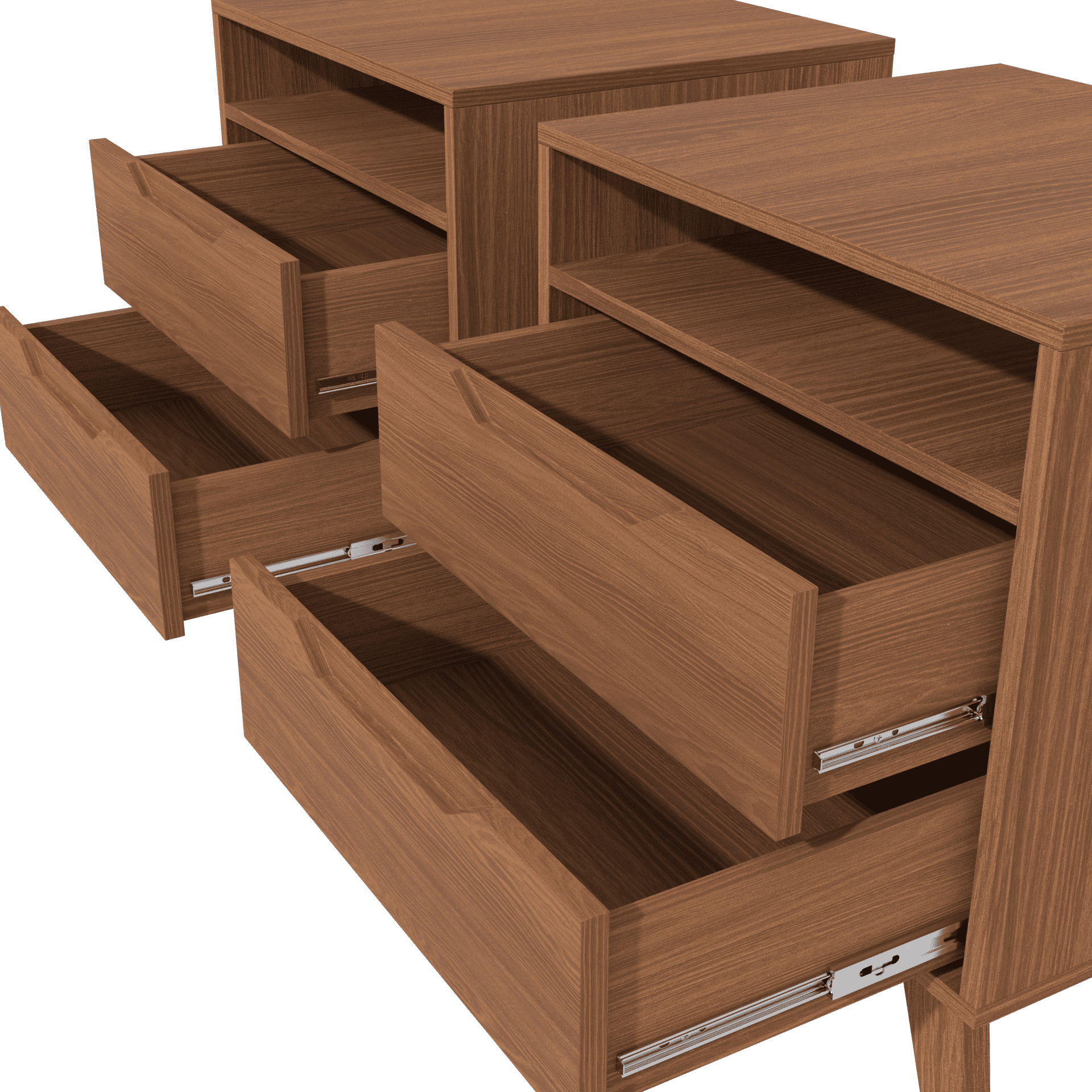 Kappesberg Paris 2-Piece Nightstand Set with 2 Drawers Open Shelf and Built-In Handles Gloden Oak – Modern Bedroom Storage