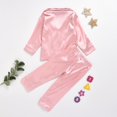 thumbnail image 3 of WOYY Toddler Girls Satin Silk Outfits Long Sleeve Button Shirt Pants Sleepwear Set, Sizes 4-5T, 3 of 8