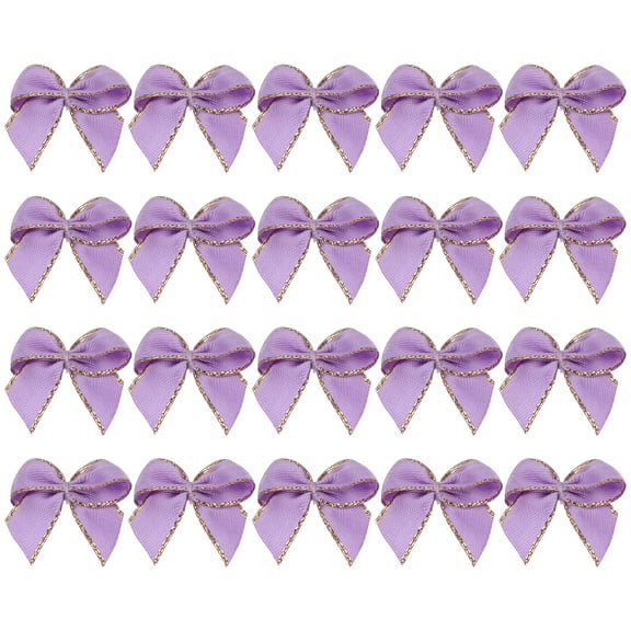 50 Pcs Light Purple Twist Tie Bows for Gift Wrapping and Craft Projects Solid