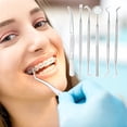 thumbnail image 5 of CNKOO 6Pcs Stainless Steel Tool Set Dentist Tooth Hygiene Picks Mirror Kit Oral Health Tooth Cleaning Inspection Tartar Cleaner, 5 of 5