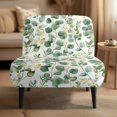 thumbnail image 2 of HELLHERO Eucalyptus Leaf Armless Accent Chair Protector, Dustproof Stain Protection Armless Chair Slipcover for Hotel Dining Room, 2 of 8