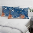 thumbnail image 4 of Orange Navy Blue Coral Throw Pillow Covers, Summer Beach Coastal Ocean Starfish Soft Breathable Pillow Cases with Zipper for Sleeping, Toddler Pillowcases for Couch Bed Sofa Chair 12x20 Inches, 4 of 9