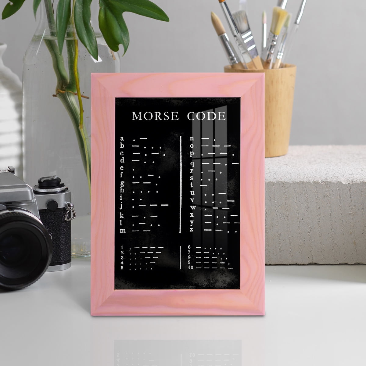 Morse Code Chart - Framed Print w/glass - Sunset Pink