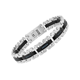 Mens 1/2 ctw Lab-Grown Diamond Two-Tone Stainless Steel Link