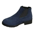 thumbnail image 5 of Rokment Chukka Ankle Boots for Women 2025 Fall Winter Fashion Suede Round Toe Chunky Low Heel Non Slip Slip-On Dress Short Booties Blue Size 8.5, 5 of 6