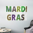 thumbnail image 1 of Mardi Gras Tapestry, Lettering with Traditional Patterns Dots Checkered Motif Lily Flowers, Wall Hanging for Bedroom Living Room Dorm Decor, 60W X 40L Inches, Purple Green Yellow, by Ambesonne, 1 of 2