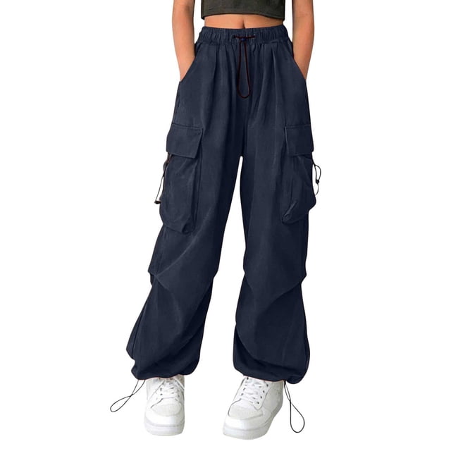 UACY Teen Girls Elastic Waist Cool Ripped Jeans Washed Denim Wide Leg Ripped Denim Jean Baggy Jeans for Girls