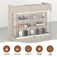 thumbnail image 2 of 48" W x 22" D x 42" H - Tempered Glass Retail Display Case, Wood grain gray Reception Desk, Retail Checkout Counter with Lockable Drawers, Suitable for Offices, Retail Stores and Boutiques, 2 of 5