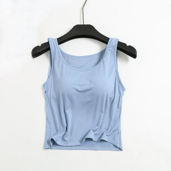 Nrmvnmi Pajamas Tops For Womens Modal Built-in Bra Padded Camisole Yoga Tank Tops Built in Bra Tank Tops Summer Basic Layering Yoga Top for Women 2024