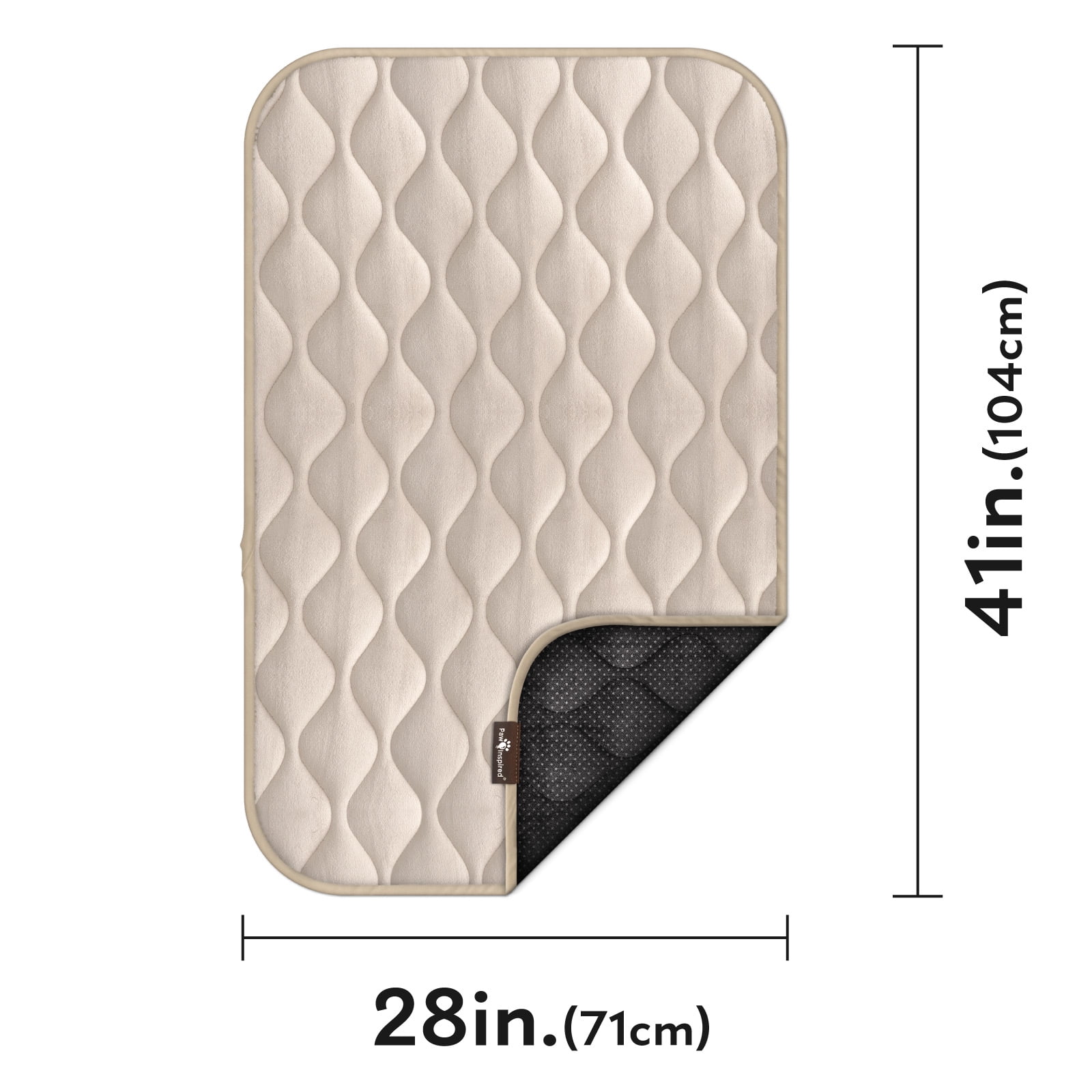 Paw Inspired Washable 42" Dog Crate Mat, Size 41x28 Inch, Waterproof Dog Crate Kennel Bed Anti-Slip Bottom Leakproof Pads (Tan)