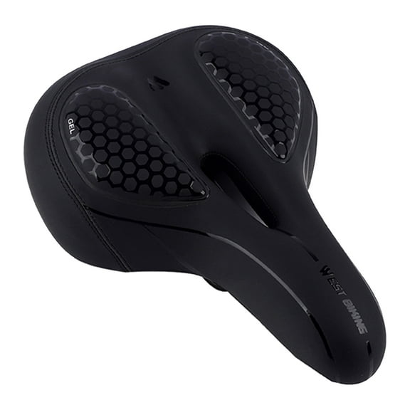 Sillín ancho de bicicleta acolchado de cuero PU Negro Sunnimix Reemplazo de asiento de bicicleta