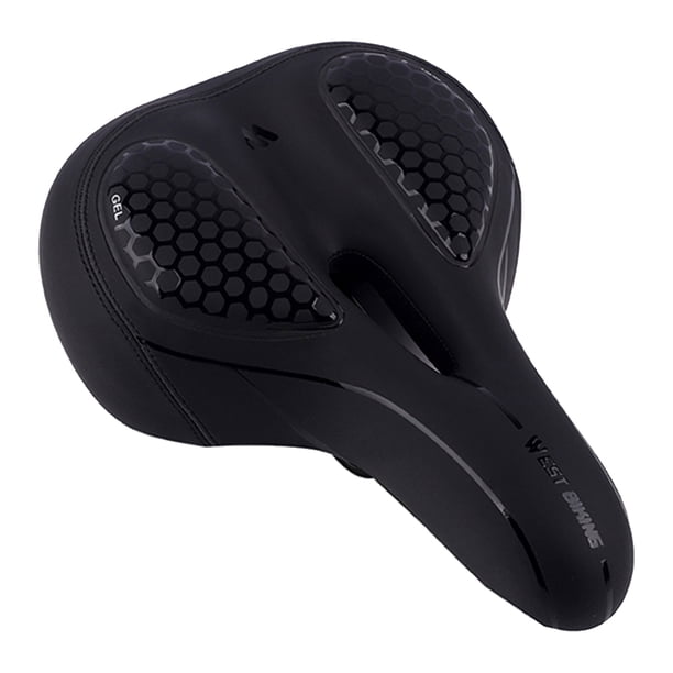 Sillín ancho de bicicleta acolchado de cuero PU Negro Sunnimix Reemplazo de asiento de bicicleta