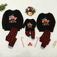 thumbnail image 4 of Louist Matching Family Pajamas Sets Holiday at Home PJ's with Letter Printed Long Sleeve Tee and Plaid Pants (Black,Women/XXL), 4 of 11