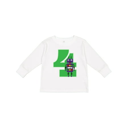 

Inktastic 4th Birthday Robot Boys Robotics Gift Toddler Boy Girl Long Sleeve T-Shirt