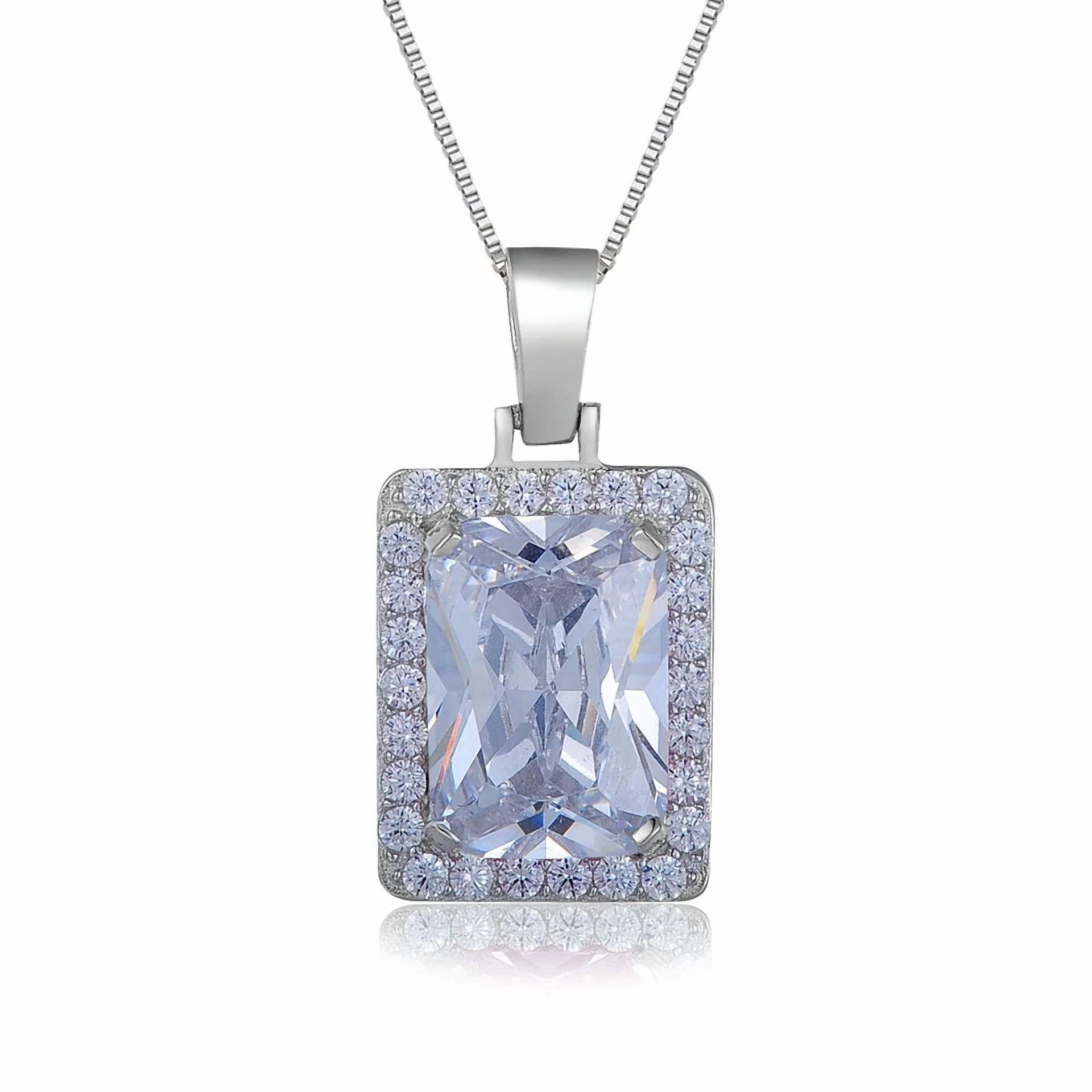 Starlite 10 ct Lab created Moissanite/Diamond Emerald Pendent