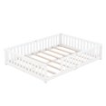 thumbnail image 5 of Queen Size Floor Bed Montessori Floor Bed with Safety Guardrails and Door Wood Floor Bed Frame for Girls Boys White, 5 of 7