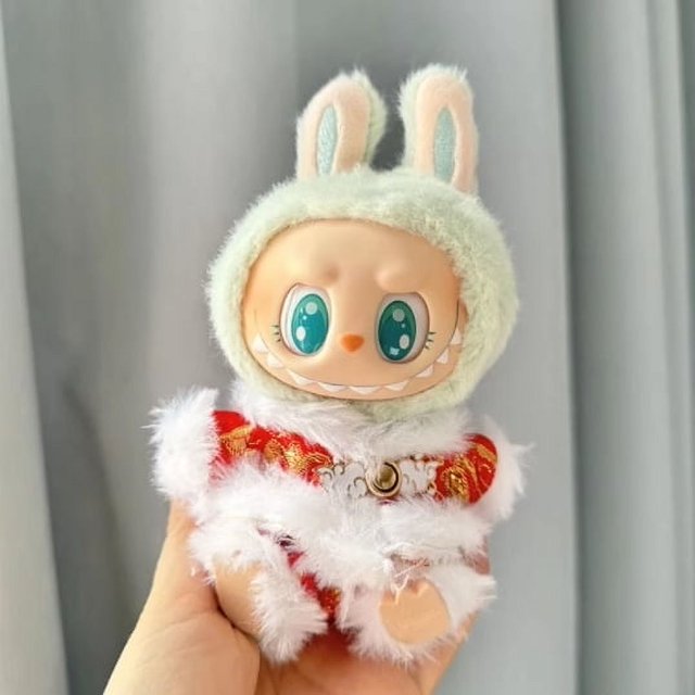Ropa para muñecas con colgante de Labubu, generación 2, serie Labbu Sit Party Macaron, muñeca de vinilo Kawaii, lindo accesorio, regalos sorpresa