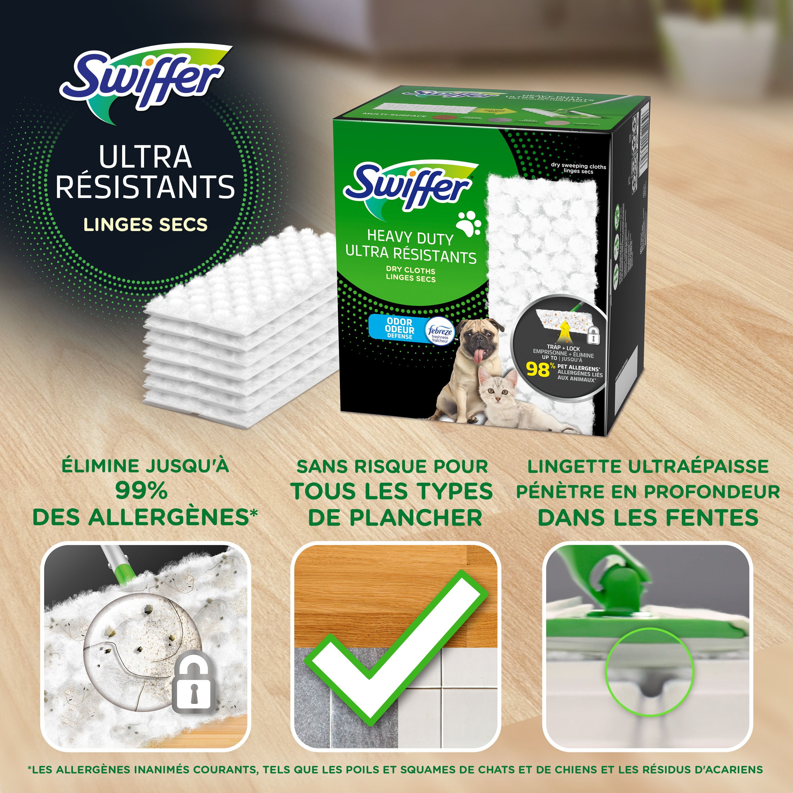 Swiffer Sweeper Pet Heavy Duty Dry Multi-Surface Cloth Refills for Floor Sweeping and Cleaning, Febreze Freshness, 20CT