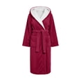 thumbnail image 7 of Womens Hooded Fleece Robe, Soft Bathrobe for Womens, Cute Long House Coat Wine XL(XL), 7 of 7