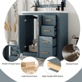 thumbnail image 5 of 30" Solid Wood Frame Bathroom Vanity with Storage, Modern Minimalist Bathroom Vanity with Ceramic Sink, Freestanding Storage Cabinet with Soft Close Doors for Bathroom, Blue, 5 of 9