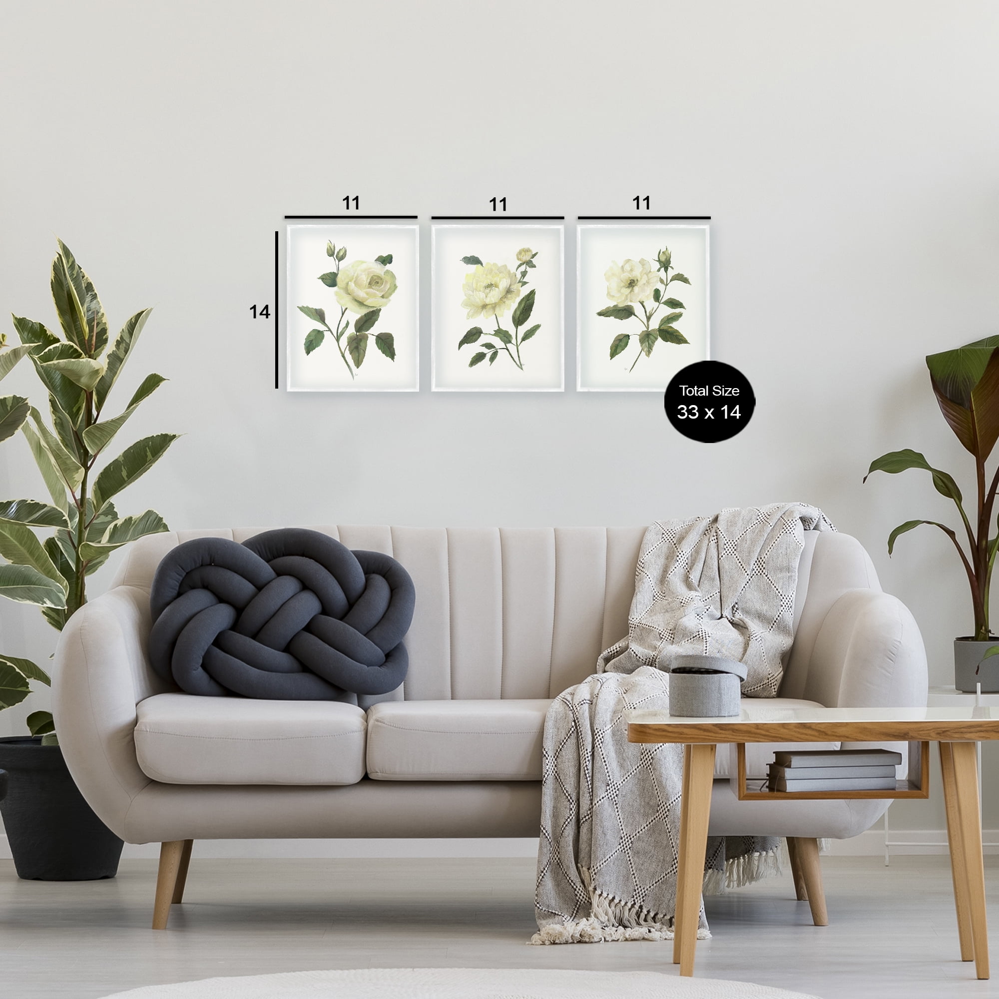 Stupell Industries Ivory Budding Garden Flowers 3 Piece White Framed Giclee Art Set, design by Nan