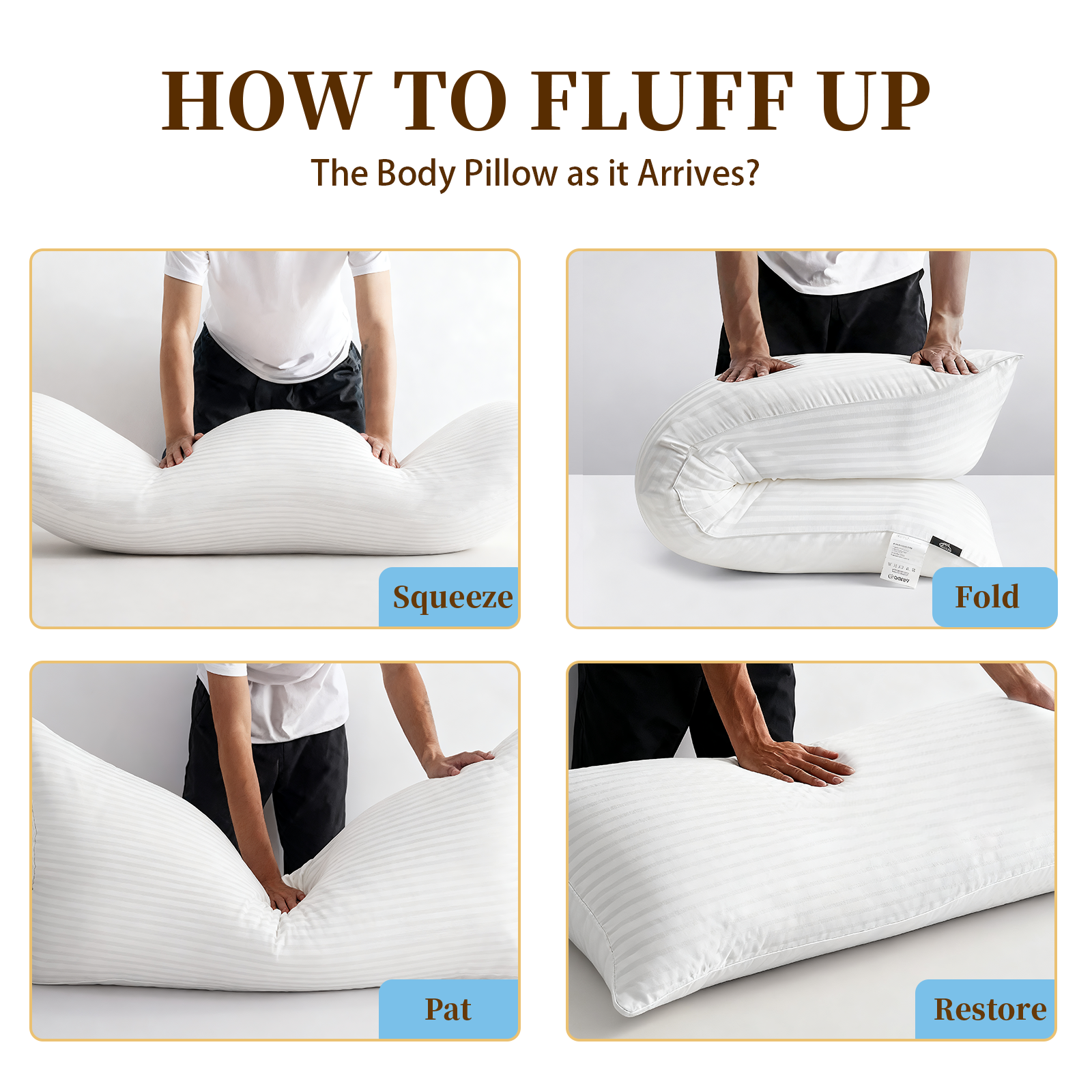 COOKEY Long Pillow 20"x54" Full Body Pillows for Adults, Soft Satin Stripe Cover, Supports Spine Alignment for Side Sleepers, Body Pillow for Pregnancy & Sciatica Relief