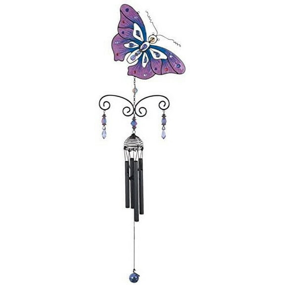 StealStreet SS-G-99935 Black Coated Gems Butterfly Hanging Garden Decoration Wind Chime