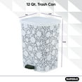 thumbnail image 2 of Superio Plastic Step-On Trash Can, Lace Design, 12 Qt. (White), 2 of 4