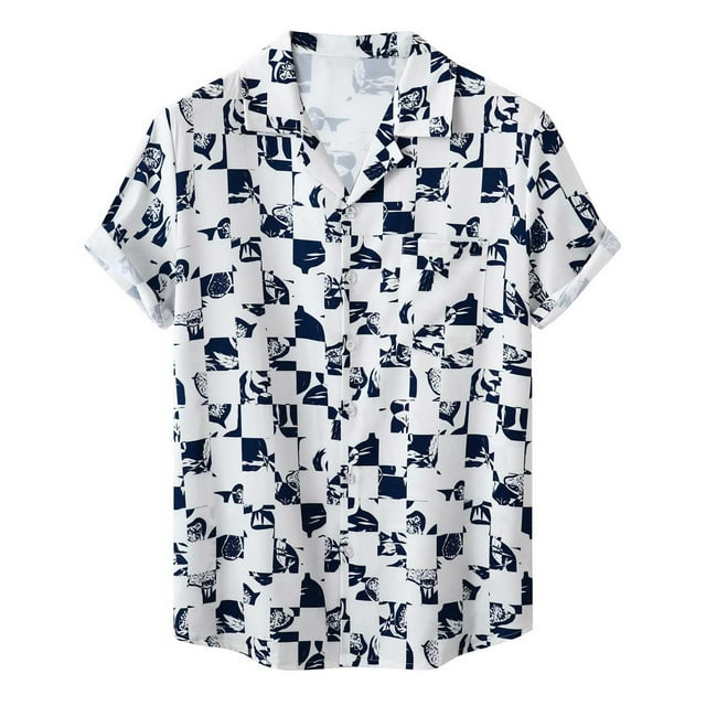 Chemise en Denim Homme Décontractée Boutons Plage Imprimé Floral Non Positionné Col Rabattu Chemise à Manches Courtes Blouse