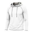 thumbnail image 4 of Gamivast Pullover Hoodie for Men Soft Long Sleeve Hooded Sweatshirt with Drawstring Hood Contrast Trim and Athletic Fit Casual Workout Gym Outdoor Travel Top for Fall and Winter White M, 4 of 6