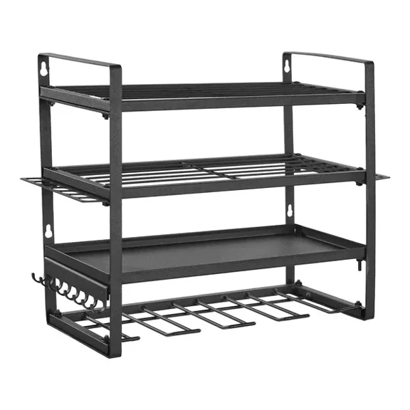 4-Tier Wall-Mounted Power Tool Organizer with Drill Holders & Screwdriver Storage - Ideal Garage & Workshop Tool Storage Rack for Workbench