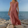 thumbnail image 2 of Kaemgyyd Tank Dresses for Women Summer Button Scoop Neck Midi Dresses Flowy Sleeveless Beach Vaction Tunic Dresses, 2 of 6