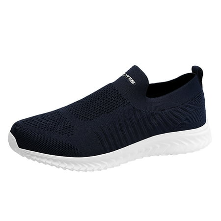 

Cathalem Men Sports Shoes Summer New Pattern Fashion Simple Solid Mesh Breathable Comfortable Non Slip Slip On Shoes Dark Blue 46