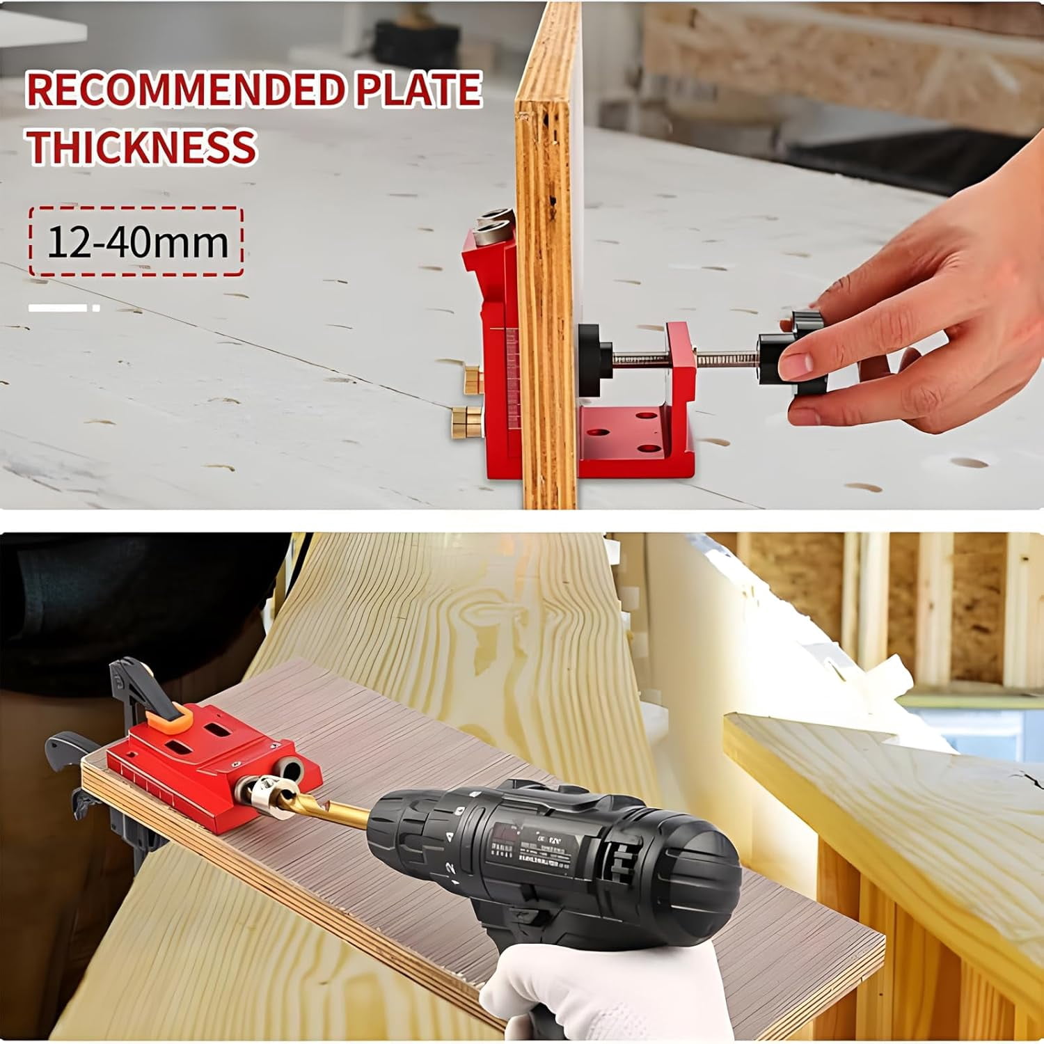 15° Precision Pocket Hole Jig Kit, Pocket Hole Jig System, Fixture, Step Drills, Wrenches, Drill Stop Rings, Square Drive Bits, Toolbox, Adjustable, for DIY Carpentry Projects (Blue)