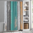 thumbnail image 3 of Green Brown Gray Striped Fabric Shower Curtain Retro Wood Background Washable Shower Curtains for Bathroom, Waterproof Bath Curtain with Hooks Home Decor 72x84in, 3 of 8